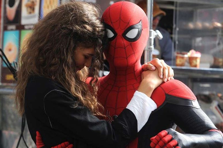 Zendaya as MJ and Tom Holland as 'Spider-man' in "Spider-man: Far From Home" (Photo credit: Sony Pictures)