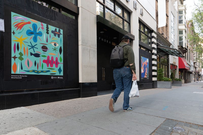 Artwork on Center City storefronts