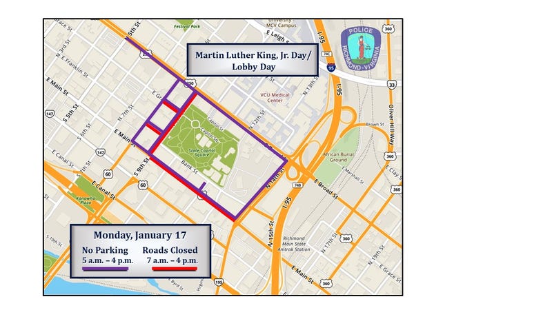 Street Closures and No-Parking Areas for Lobby Day