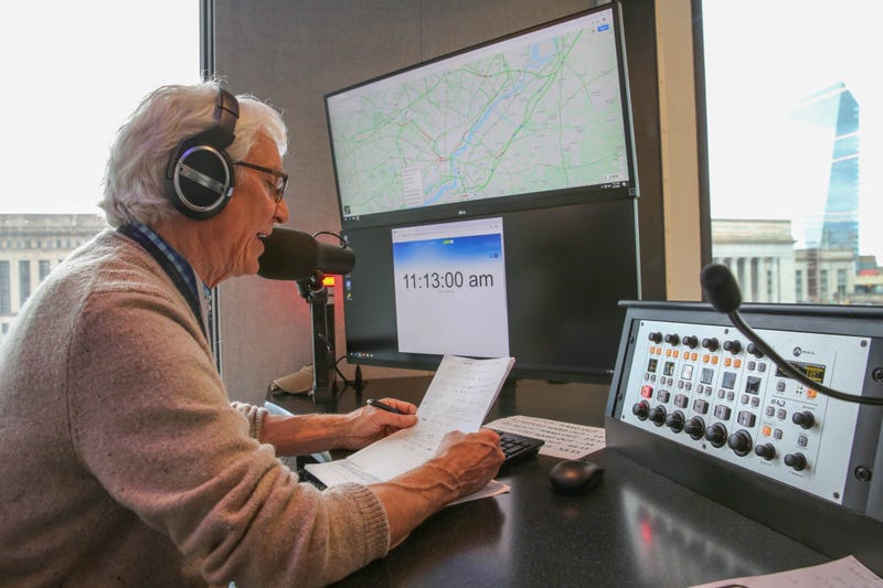 Sam Clover on duty in the brand new KYW Traffic Center.