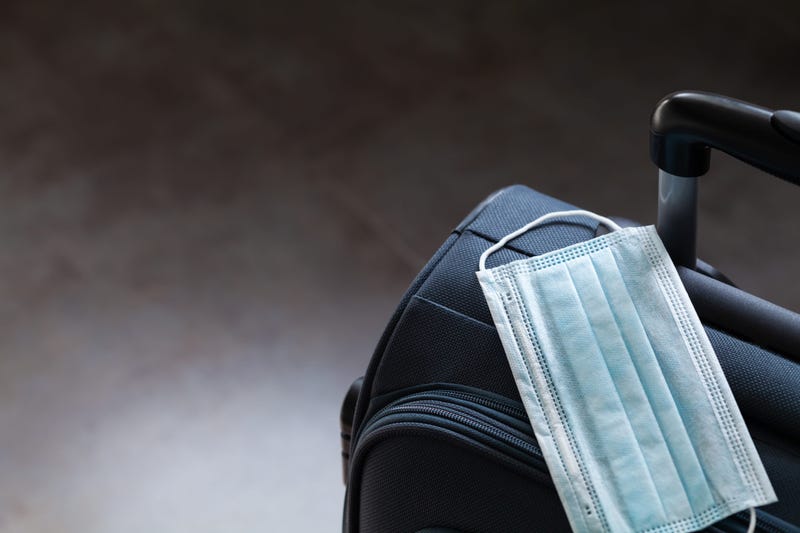Travel suitcase and medical mask