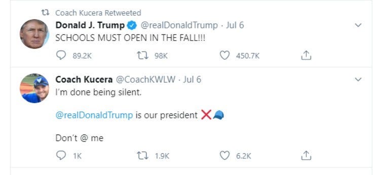 teacher tweets support for Trump