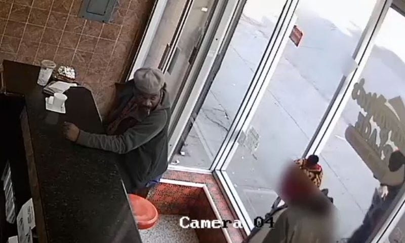 Video of suspect wanted in fatal stabbing.