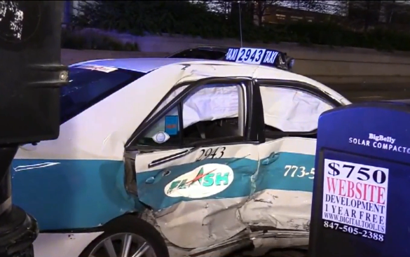 A man riding in a taxi was killed in a two-vehicle crash Thursday in the Loop