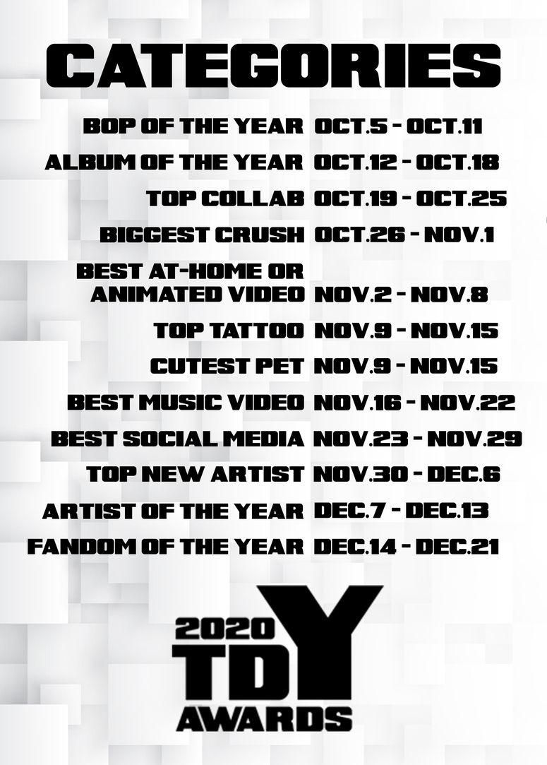 2020 TDY Awards Categories