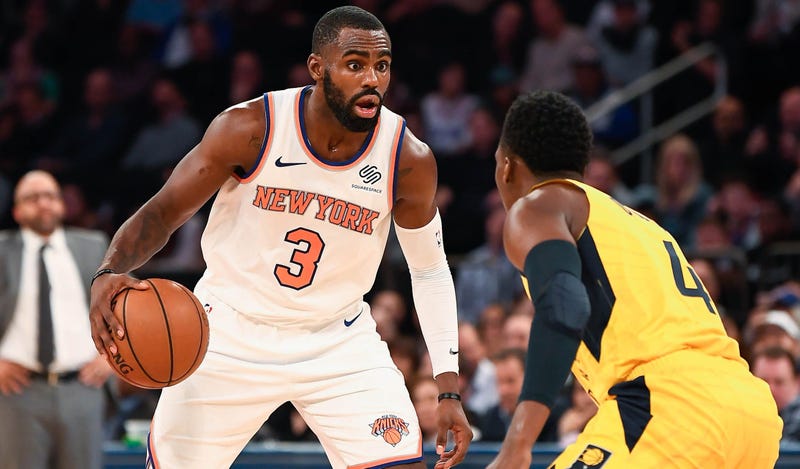 Oct 31, 2018; New York, NY, USA; New York Knicks guard Tim Hardaway Jr. (3) controls the ball against the Indiana Pacers in the fourth quarter at Madison Square Garden. Mandatory Credit: Catalina Fragoso-USA TODAY Sports