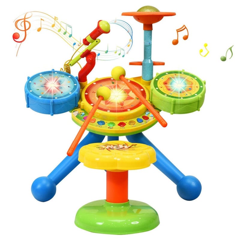 Gymax Kids Electric Jazz Drum Set