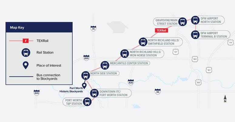Trinity Metro TEXRail Stops