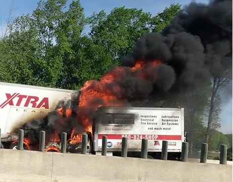 Truck fire, 85 southbound in Greenville County