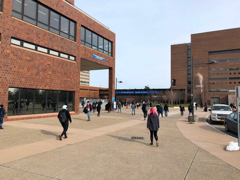 Students walking around the University at Buffalo around Capen Hall. January 30, 2020 (WBEN Photo/Mike Baggerman)