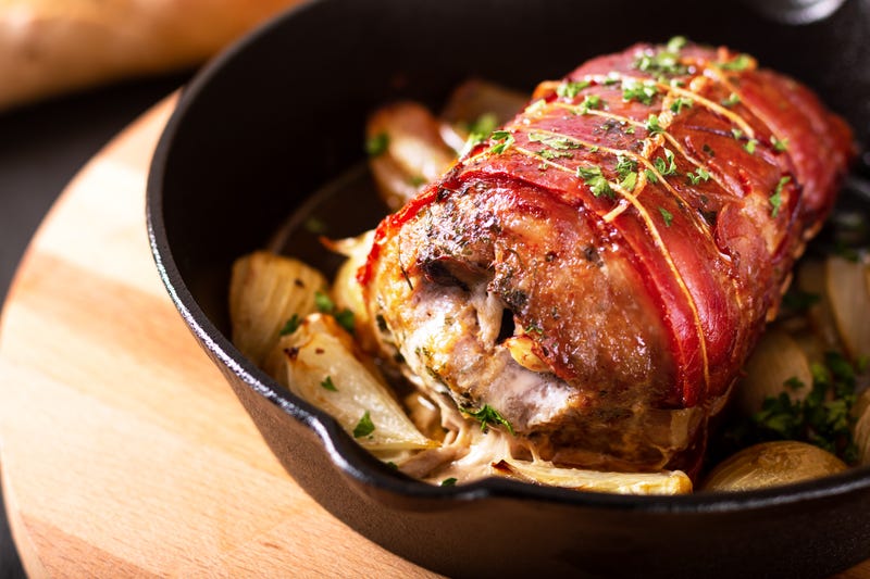 Bacon-wrapped pork tenderloin