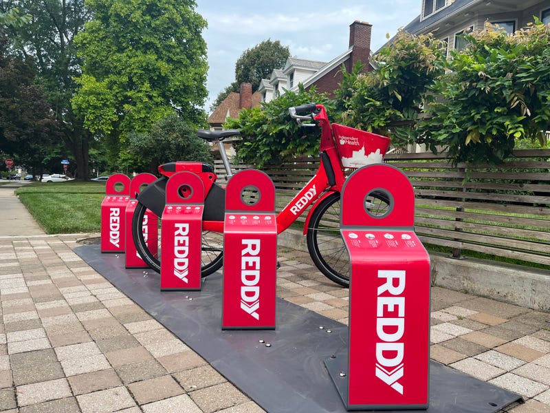 The newly-installed bike rack outside of Frank Lloyd Wright's Martin House in Buffalo, N.Y.