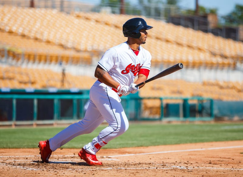 Oct 11, 2017; Glendale, AZ, USA; Cleveland Indians first baseman Bobby Bradley plays for the Glendale Desert Dogs against the Peoria Javelinas during an Arizona Fall League game at Camelback Ranch. Mandatory Credit: Mark J. Rebilas-USA TODAY Sports