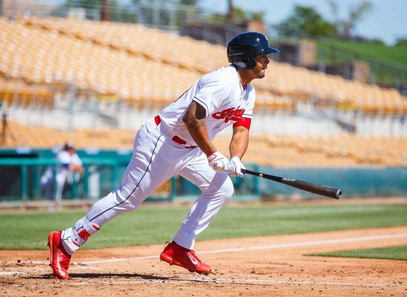 Oct 11, 2017; Glendale, AZ, USA; Cleveland Indians first baseman Bobby Bradley plays for the Glendale Desert Dogs against the Peoria Javelinas during an Arizona Fall League game at Camelback Ranch. Mandatory Credit: Mark J. Rebilas-USA TODAY Sports