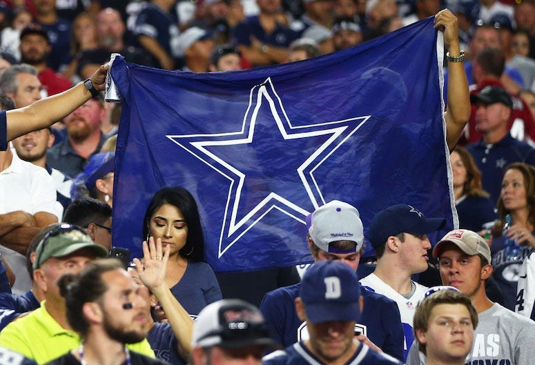 Dallas Cowboys, Fans, Flag, Crowd, Arizona Cardinals, 2017