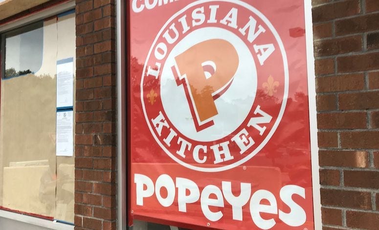 Popeyes, Restaurant, Sign, Yonkers, Brick Wall, 2018