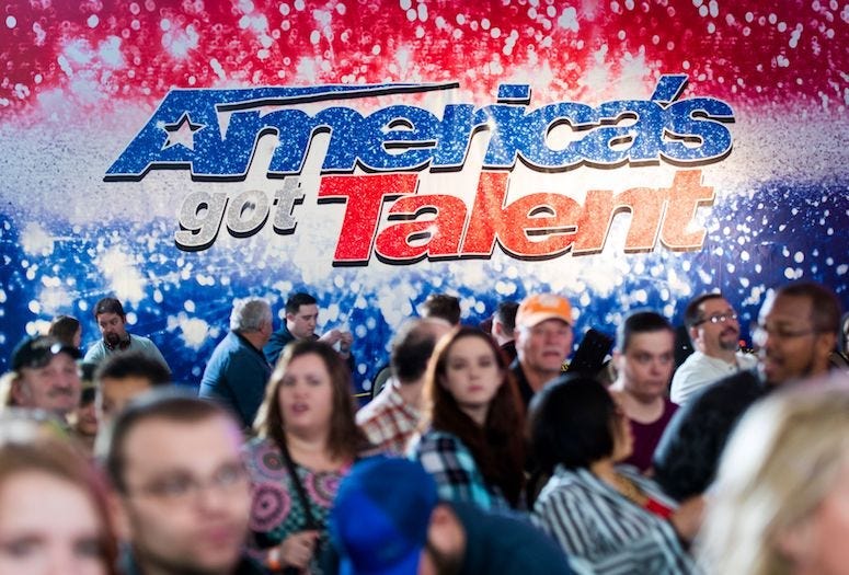 America's Got Talent, People, Line, Audition, Holding Room, Blurry, Logo
