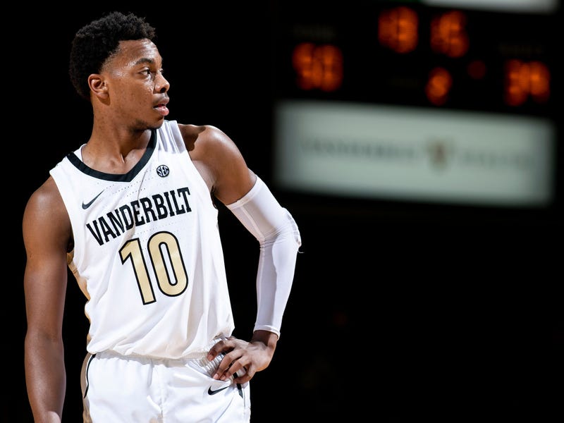 Vanderbilt guard Darius Garland (10) waits for play to resume against Alcorn State during the second half at Memorial Gym in Nashville, Tenn., Friday, Nov. 16, 2018. Vandy Alcornstate 111618 027