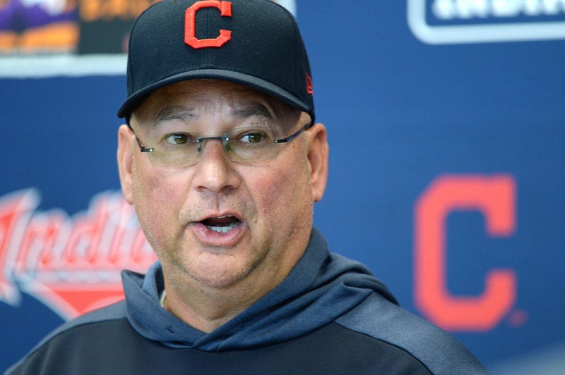 Feb 18, 2019; Goodyear, AZ, USA; Cleveland Indians manager Terry Francona speaks to the media prior to a spring training workout at the Goodyear Ballpark practice fields. Mandatory Credit: Joe Camporeale-USA TODAY Sports