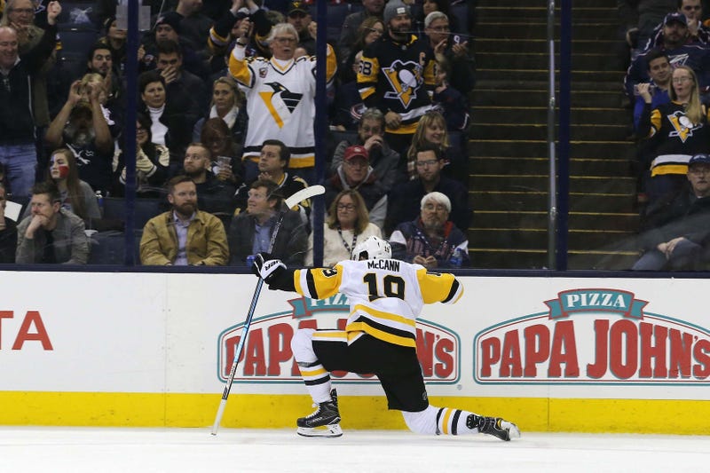 Pittsburgh Penguins center Jared McCann celebrates a goal