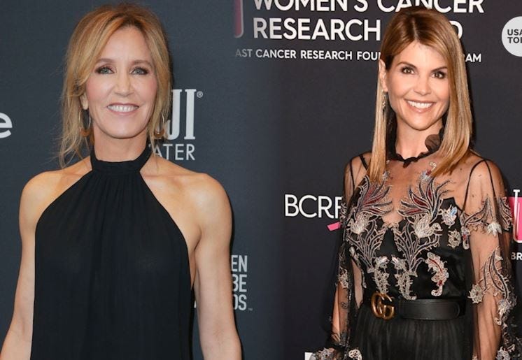 VIDEO THUMB - Lori Loughlin, Felicity Huffman charged in college bribe scandal Vpclife Celeb College Bribes Desk Thumb