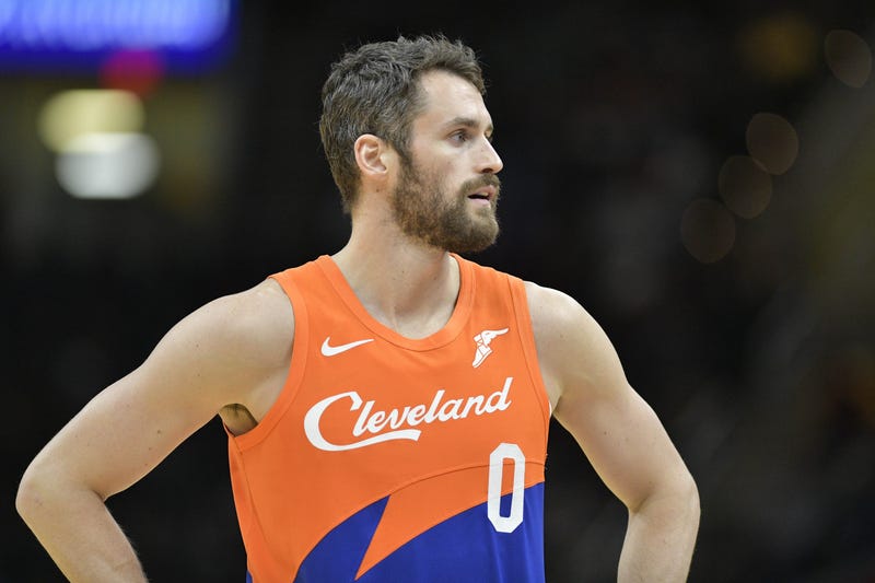 Mar 26, 2019; Cleveland, OH, USA; Cleveland Cavaliers forward Kevin Love (0) reacts in the second quarter against the Boston Celtics at Quicken Loans Arena. Mandatory Credit: David Richard-USA TODAY Sports