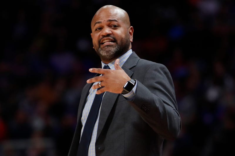 Memphis Grizzlies head coach J.B. Bickerstaff yells from the sidelines during the second quarter against the Detroit Pistons at Little Caesars Arena.