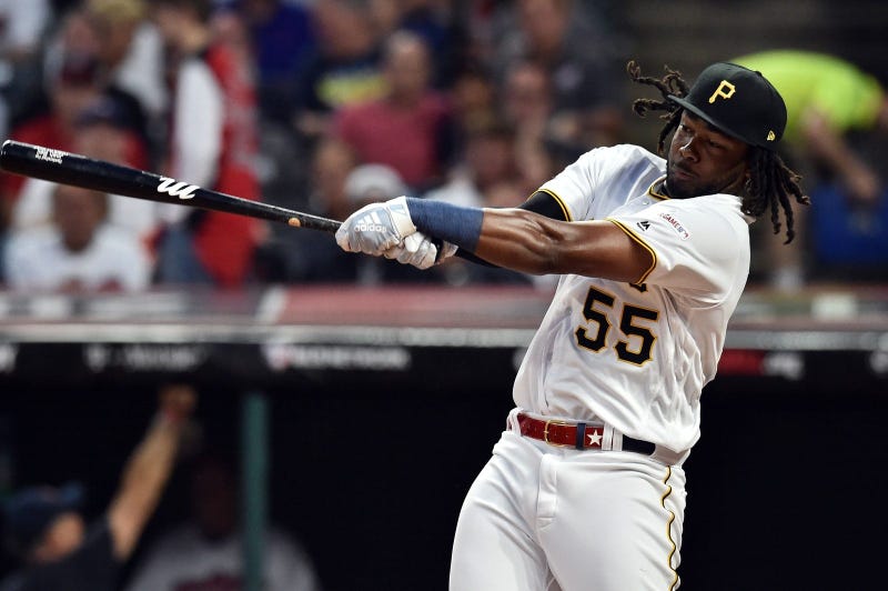 Pittsburgh Pirates first baseman Josh Bell (55) during the first round in the 2019 MLB Home Run Derby at Progressive Field.