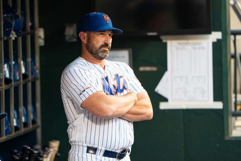 New York Mets manager Mickey Callaway (36) in the dugout prior to the game against the Arizona Diamondbacks at Citi Field.