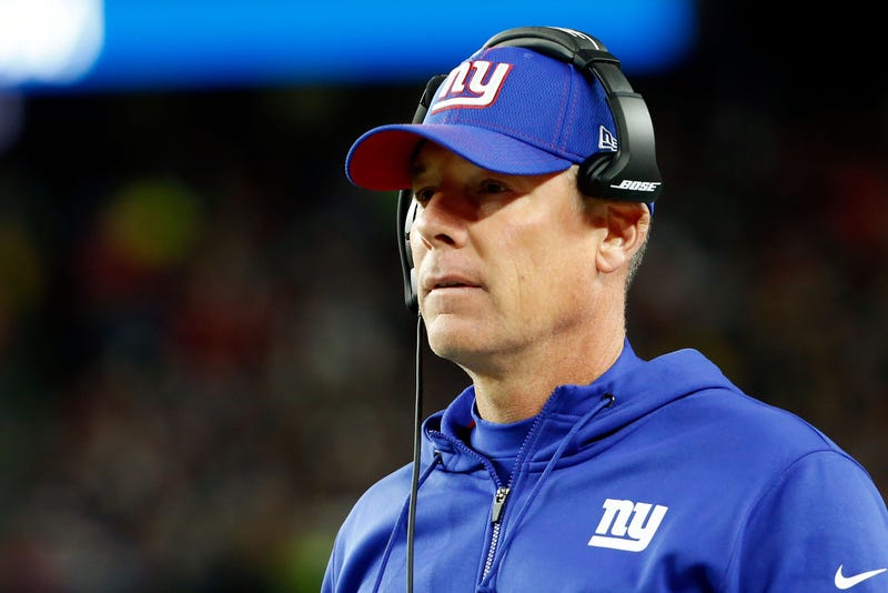 Oct 10, 2019; Foxborough, MA, USA; New York Giants head coach Pat Shurmur watches a play against the New England Patriots during the first half at Gillette Stadium