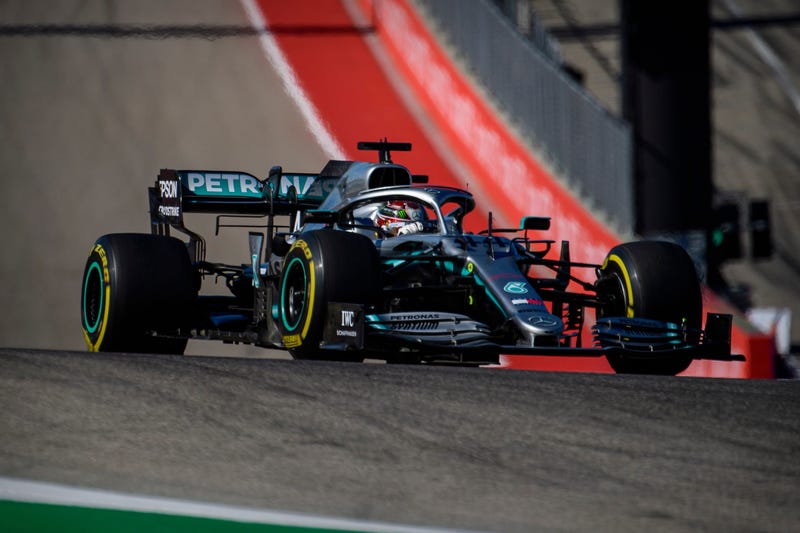 Nov 3, 2019; Austin, TX, USA; Mercedes AMG Petronas Motorsport driver Lewis Hamilton (44) of Great Britain during the United States Grand Prix at Circuit of the Americas. Mandatory Credit: Jerome Miron-USA TODAY Sports