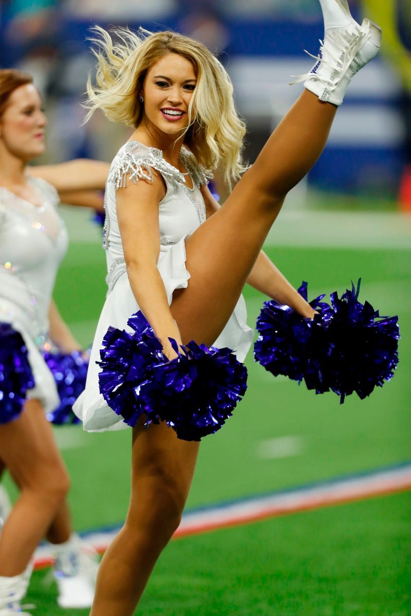 Nov 10, 2019; Indianapolis, IN, USA; Indianapolis Colts cheerleader performs a dance routine in a game against the Miami Dolphins during the third quarter at Lucas Oil Stadium. Mandatory Credit: Brian Spurlock-USA TODAY Sports