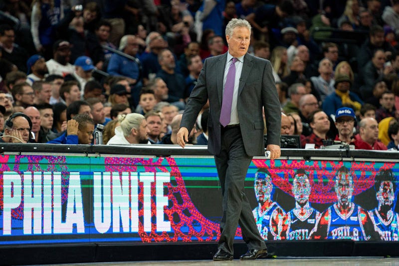 Philadelphia 76ers head coach Brett Brown in a game against the Brooklyn Nets.