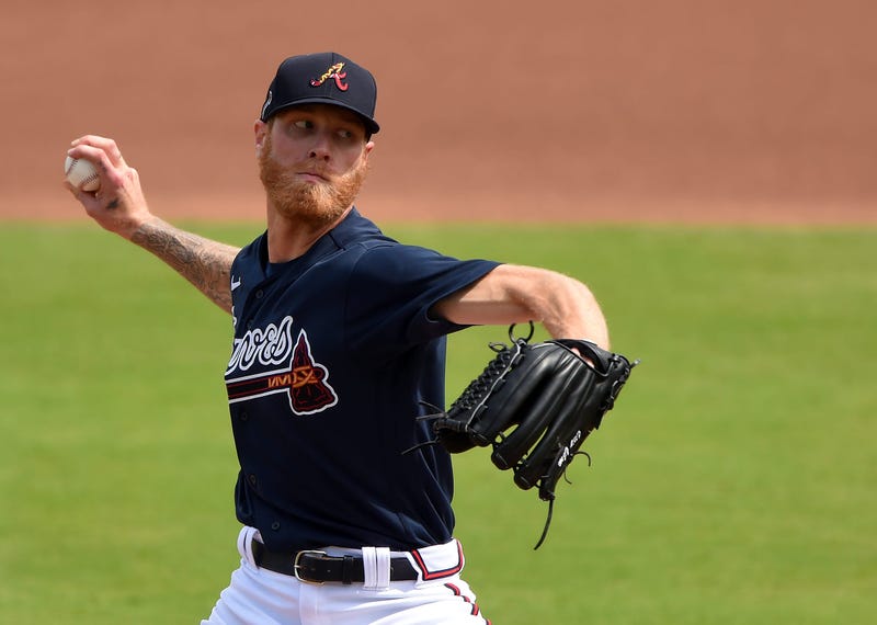 Feb 25, 2020; North Port, Florida, USA; Atlanta Braves starting pitcher Mike Foltynewicz (26) pitching against the Minnesota Twins during the first inning at CoolToday Park. Mandatory Credit: John David Mercer-USA TODAY Sports
