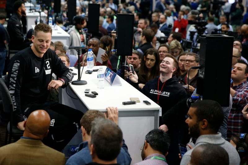 LSU Tigers quarterback Joe Burrow speaks to the media during the NFL Combine at the Indiana Convention Center.