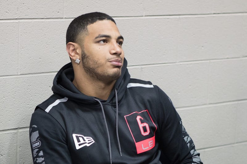 Temple linebacker Shaun Bradley speaks to the media during the 2020 NFL Combine in the Indianapolis Convention Center.