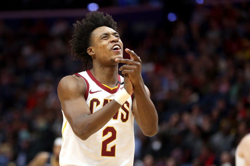 Feb 28, 2020; New Orleans, Louisiana, USA; Cleveland Cavaliers guard Collin Sexton (2) reacts after making a free throw against the New Orleans Pelicans in the second quarter at the Smoothie King Center. Mandatory Credit: Chuck Cook-USA TODAY Sports