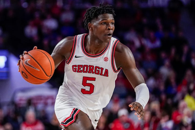 Mar 4, 2020; Athens, Georgia, USA; Georgia Bulldogs guard Anthony Edwards (5) controls the ball against the Florida Gators during the second half at Stegeman Coliseum. Mandatory Credit: Dale Zanine-USA TODAY Sports