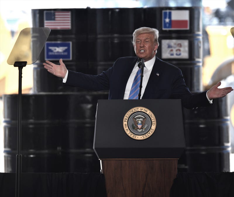President Donald Trump at a podium