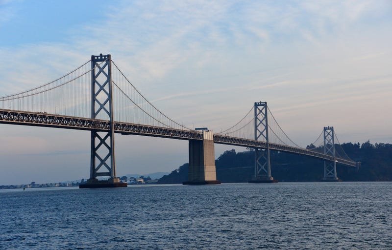 Feb 4, 2016; San Francisco, CA, USA; General view of the Bay Bridge prior to Super Bowl 50.