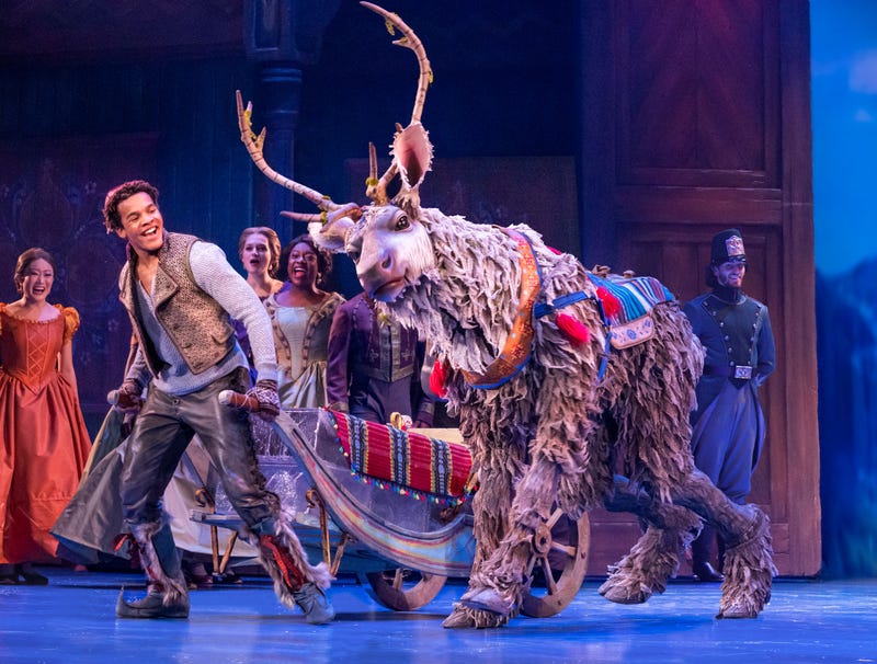 On stage, Mason Reeves plays "Kristoff". Reeves grew up in Arizona as an athlete and an actor.