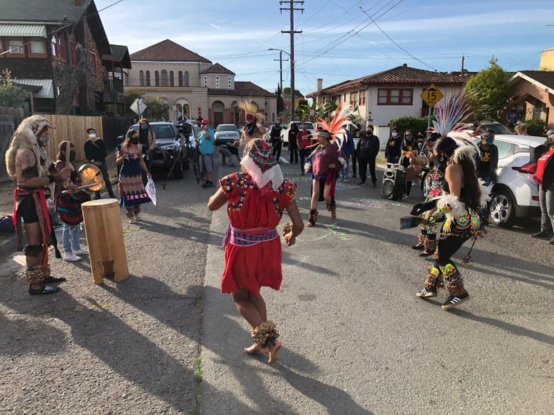 Aztec dancers, drummers delivered a "wake up" call to Oakland city leaders calling on them to defund the city's police department