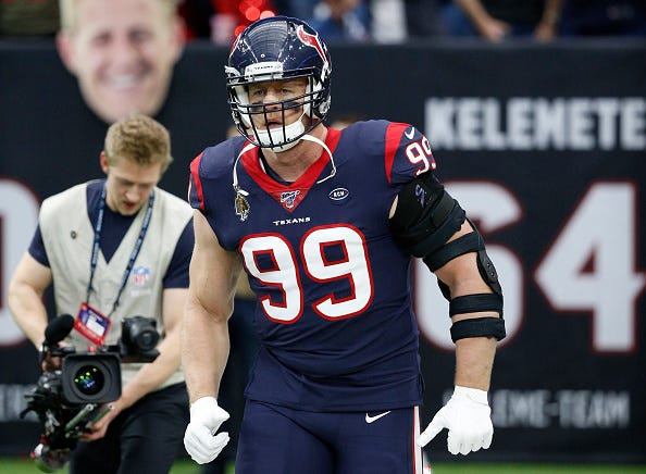 J.J. Watt takes the field for the Houston Texans.