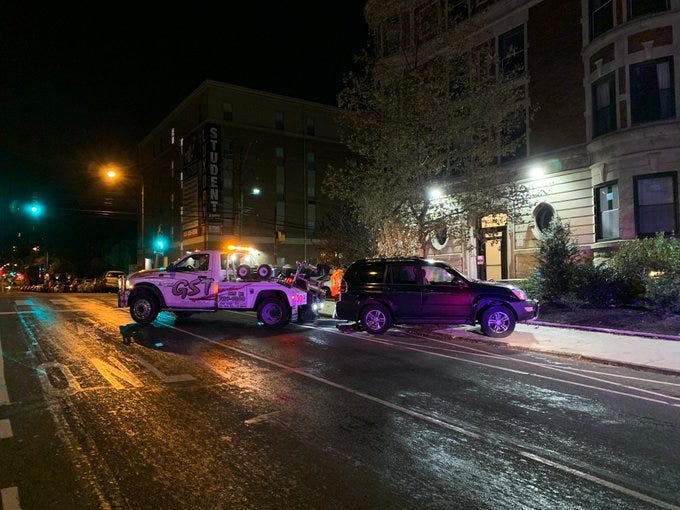 A water main break on Chestnut St. and 44th Created a block-long sheet of black ice.