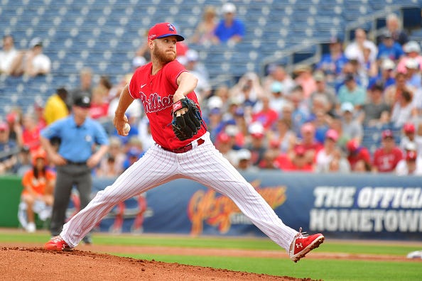 Zack Wheeler pitches for the Phillies in spring training.