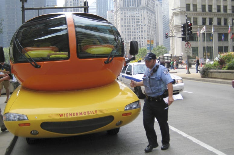 Wienermobile pulled over