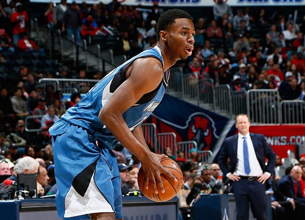 Andrew Wiggins looks to make a play for the Timberwolves.