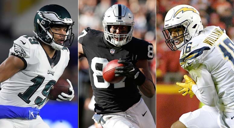 From left, Golden Tate, Jared Cook and Tyrell Williams