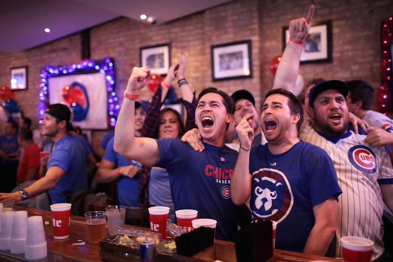 Cubs fans in a Wrigleyville bar
