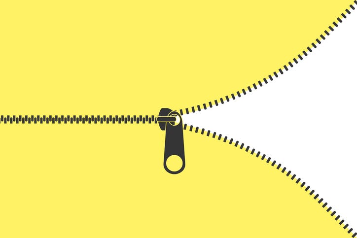 Black Zipper on Yellow Background